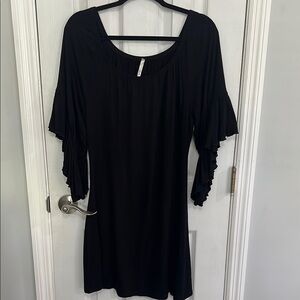 Voll Style Black Ruffle Sleeve Dress